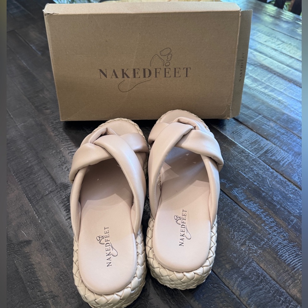 Naked Feet Cupro Platform Slide Sandals - NWT